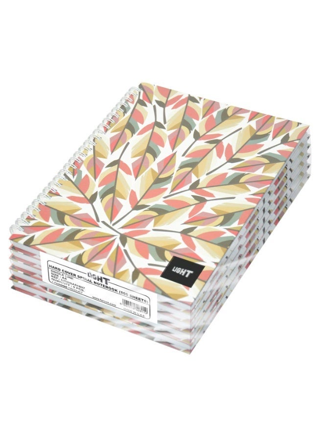 FIS Light Spiral Hard Cover Notebook Single Line (Pack of 5 Pcs X 100 Sheets) A5 Size - LINBSA51807 - Image 1